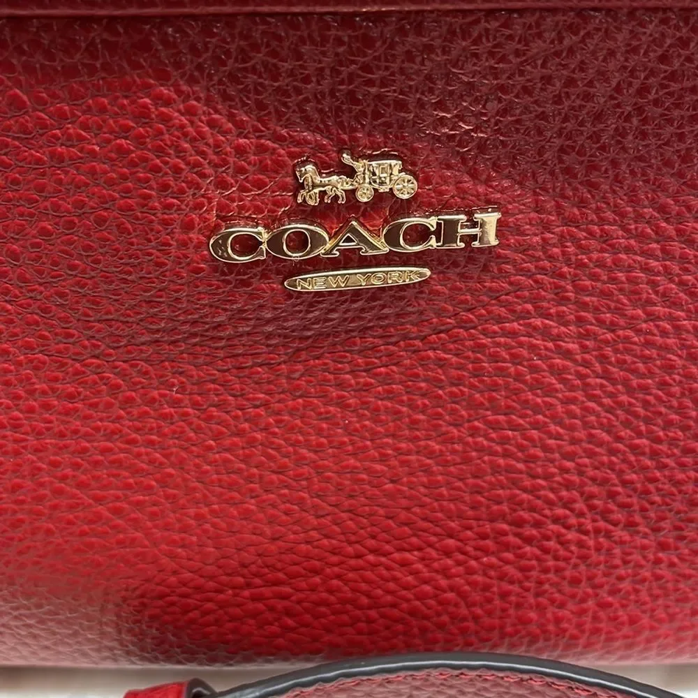 Coach Red Court Crossbody With Ruching Bag - Picture 3 of 10
